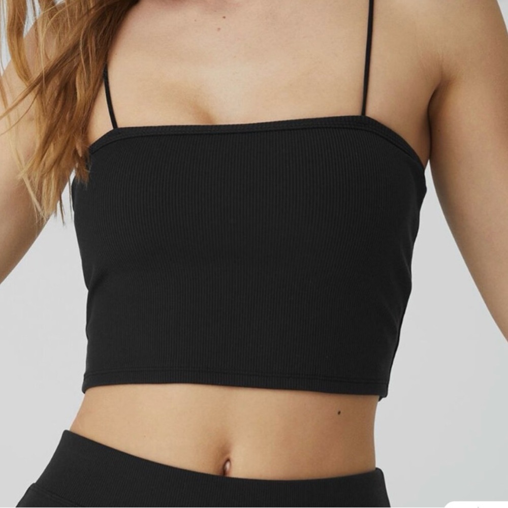 ALO Goddess Ribbed Bandeau Top - Black